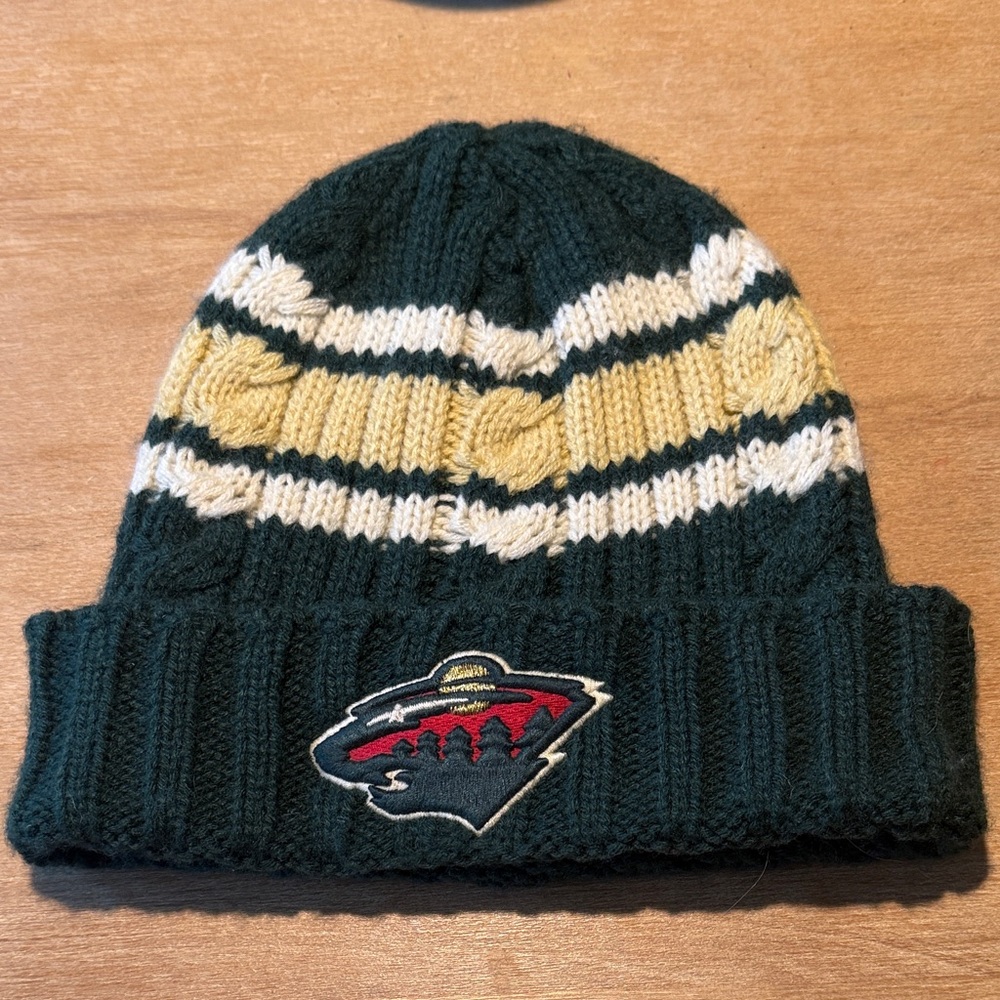 🩷 5/$25 MN Wild 47 Brand Dark Green with stripes Knit Beanie